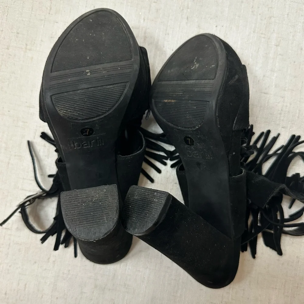 Bar III Black Fringe Block Heels - Picture 9 of 10